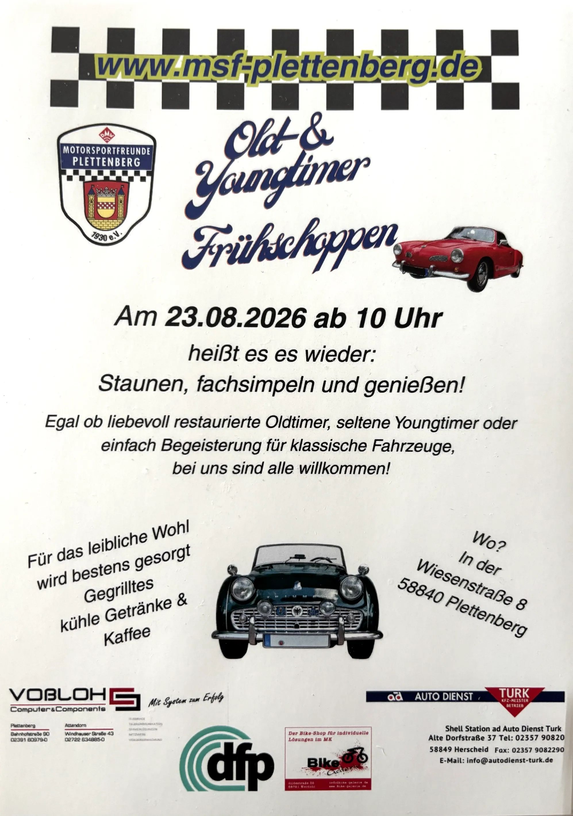 Flyer zum Oldtimer-Treffen am 23. August 2026