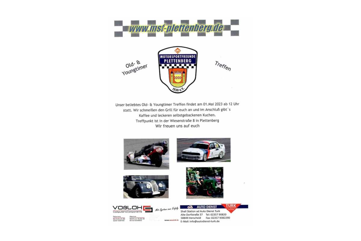 Flyer zum Oldtimer-Frühschoppen am 01. Mai 2023