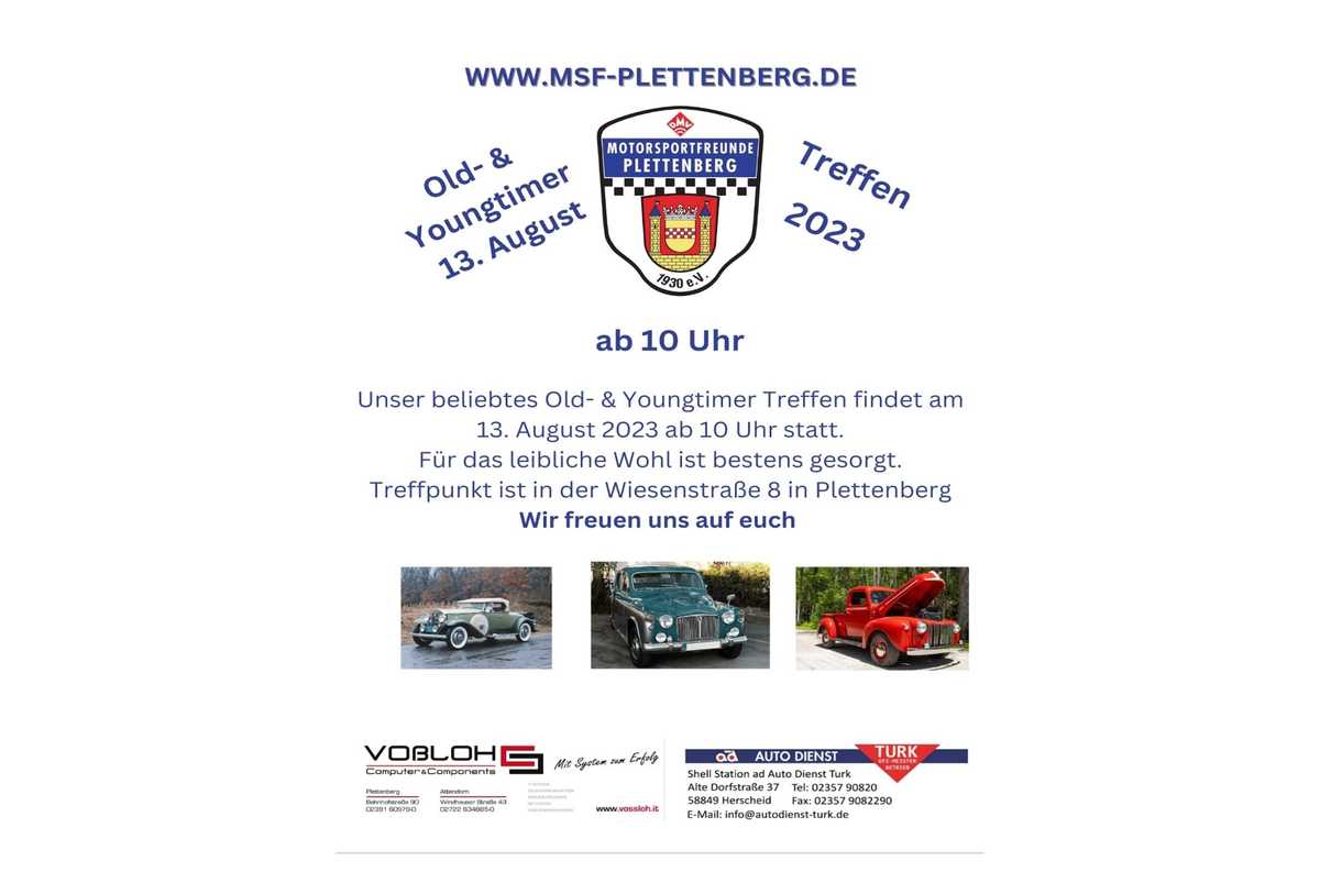 Flyer zum Oldtimer-Frühschoppen am 13. August 2023